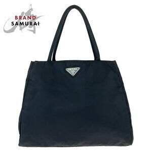 Prada Tessuto triangular logo plate black Nylon tote shoulder bag